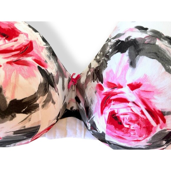 Cacique 36851 White Floral Smooth Lightly Lined Balconette Bra 42D - Picture 3 of 6